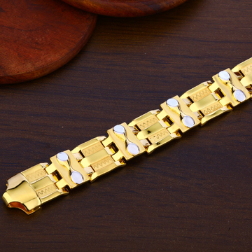 Mens Plain Gold 916 Bracelet-MPB88