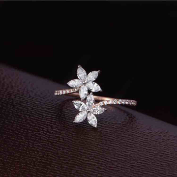 18KT Fancy Flower Design Real Diamond Ring by 