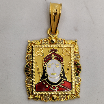 916 gold fancy gent's chehar maa minakari pendant