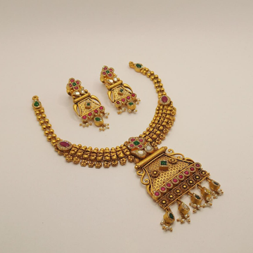 916 Gold Classic Antique Necklace Set by 