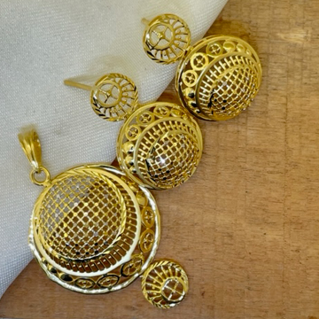 22k Gold Plain Turkish Pendant Set by 