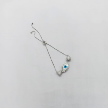 Pure silver evil eye bracelet for women in adjusta... by 