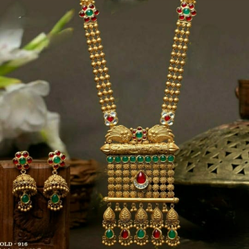 916 Antique Gold Necklace Set for Women by Sneh Ornaments