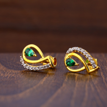 916 Gold CZ Hallmark Designer Ladies Tops Earrings...