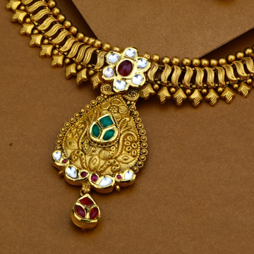 916 Gold Antique Royal Necklace Set For Wedding