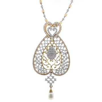 Cocktail Style Diamond Pendant in 18k Yellow Gold by 
