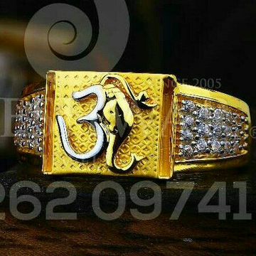 Om Gold Cz Gents Ring 916
