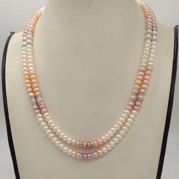 multicoloured shaded flat pearls necklace with cz chakri jpm0317