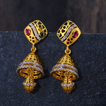 22KT  CZ Gold Women's Gorgeous Hallmark Jhummar Ea...