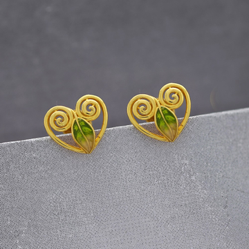 The heart shaped leafy earring studs