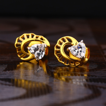 916 Gold Women's fancy Hallmark Solitaire Earring...