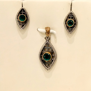 925 Silver Antique Polish Turkeys Pendant Set by Pratima Jewellers