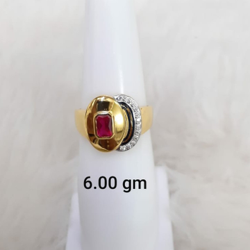 Red solitaire gent's ring by 