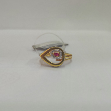 Pj-GLR-165 916 Gold Cz Pink Leaf Stone Ladies ring by 