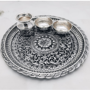 925 Pure Silver Antique Pooja Thali Set PO-263-15 by 