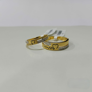 22k gold heart draw couple ring by 