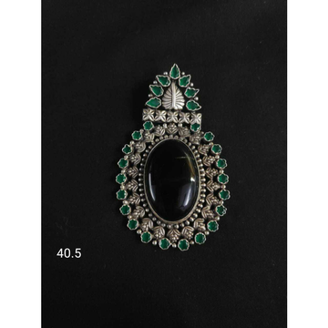 92.5 Sterling Silver Oval Shaip Black Dimond In Pe... by 
