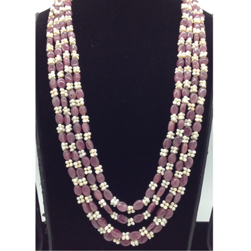 Cream Seed Pearls with Red Beeds 4 Layers Mala JPM0526