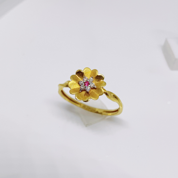22K Gold Flower Design Diamond Ladies Ring by 