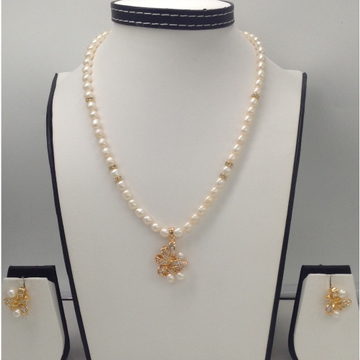 White cz and pearls pendent set with oval pearls mala jps0137