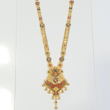 22.k gold kalkatti long necklace set by 
