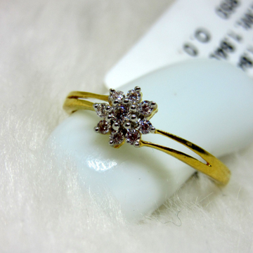 Delicate flower linked two lines ring by 