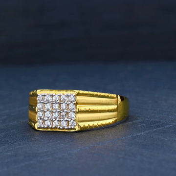 916 Gold CZ Diamond Square Design Ring by R.B. Ornament