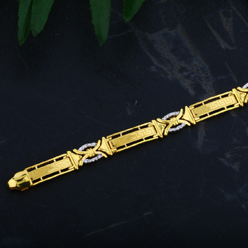 Mens Exclusive 916 Desinger Gold Cz Bracelet-MCB13