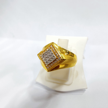 916 Gold Diamond Shape Ring For Men by 
