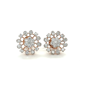 Timeless Snowflake Diamond Stud Earrings in 14k Ro...