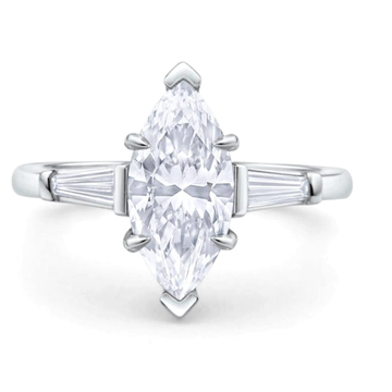 Fancy shape moissanite diamond ring .