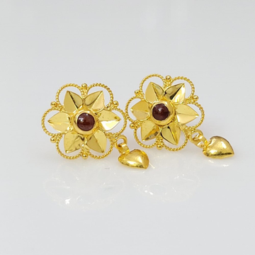 18k Yellow Gold Plain Classic Earrings by 