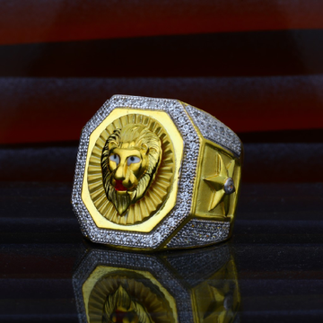 Mens Lion King Design Exclusive 916 Gold Ring-MHR0...