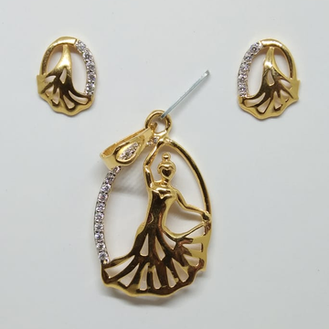 22K Gold Lady Design Delicate Pendant Set by Sneh Ornaments