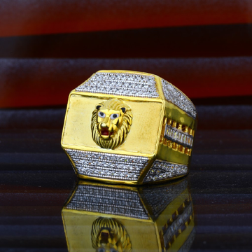 Mens Exclusive Lion  Design Gold Ring-MHR33