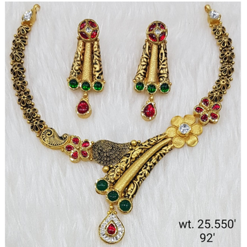 22k gold multiple flowers design Necklace Set for... by Panna Jewellers