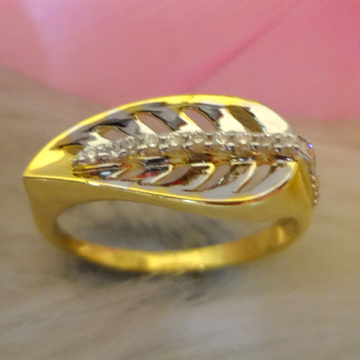 916 gold cz diamond leaf shape ladies ring