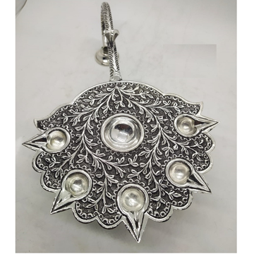 925 pure silver diya in antique work po-143-20 by 