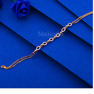 750 Rose Gold CZ Classic Hallmark Women's  Bracele...
