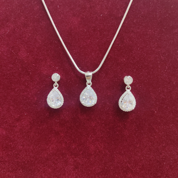 925 silver u shape chain hanging diamond pendant s... by 