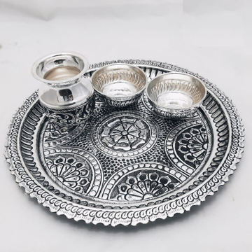 925 Pure Silver Antique Pooja Thali Set PO-263-27 by 