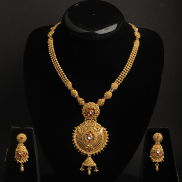 916 Gold Stylish Necklace Set For Ladies PJ-26 by Pratima Jewellers