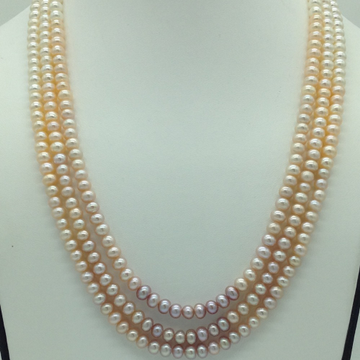 multicoloured shaded flat pearls 3 layers necklace jpm0365