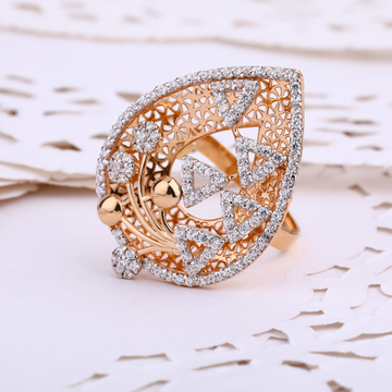750 Rose Gold stylish Cz Ladies Ring RLR642