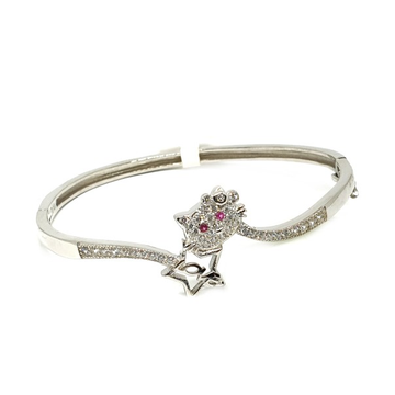 925 Sterling Silver Cat Shape Pink Diamond Baby Br...