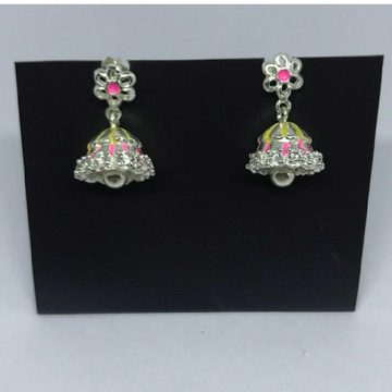 silver enamel zumki earrings by Veer Jewels