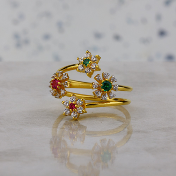 Flower pattern classic gold ring by 