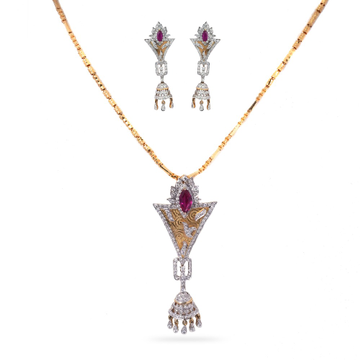 916 Gold Diamond Pendant Set by 