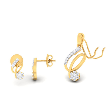 22k gold cz flowy pendant set by 