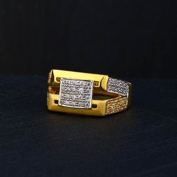 916 Gold Hallmarked Square Ring For Men by R.B. Ornament